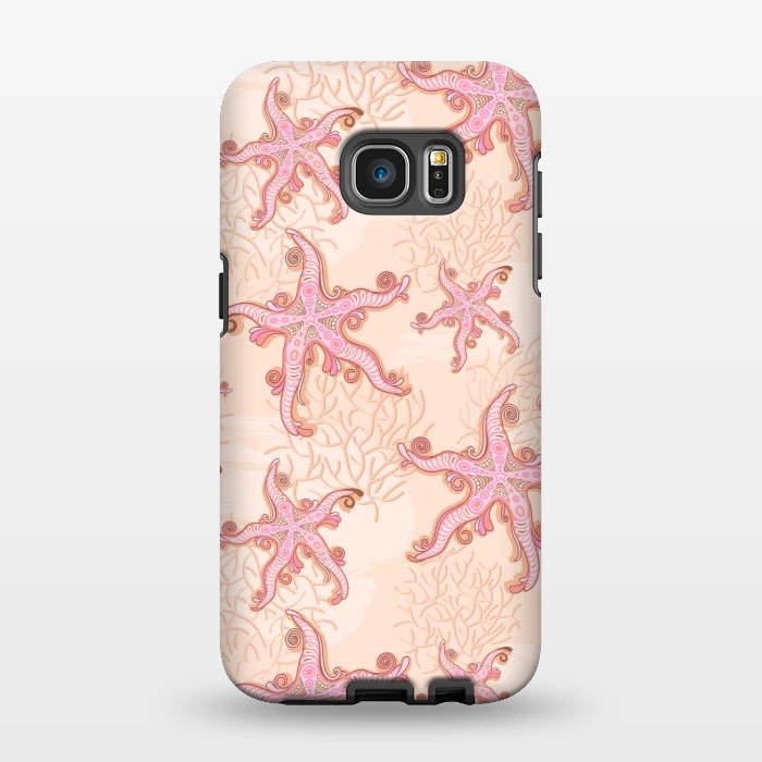 Galaxy S7 EDGE StrongFit Starfish and Coral Pink Pastel by BluedarkArt
