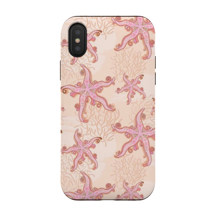 iPhone Xs / X StrongFit Starfish and Coral Pink Pastel by BluedarkArt