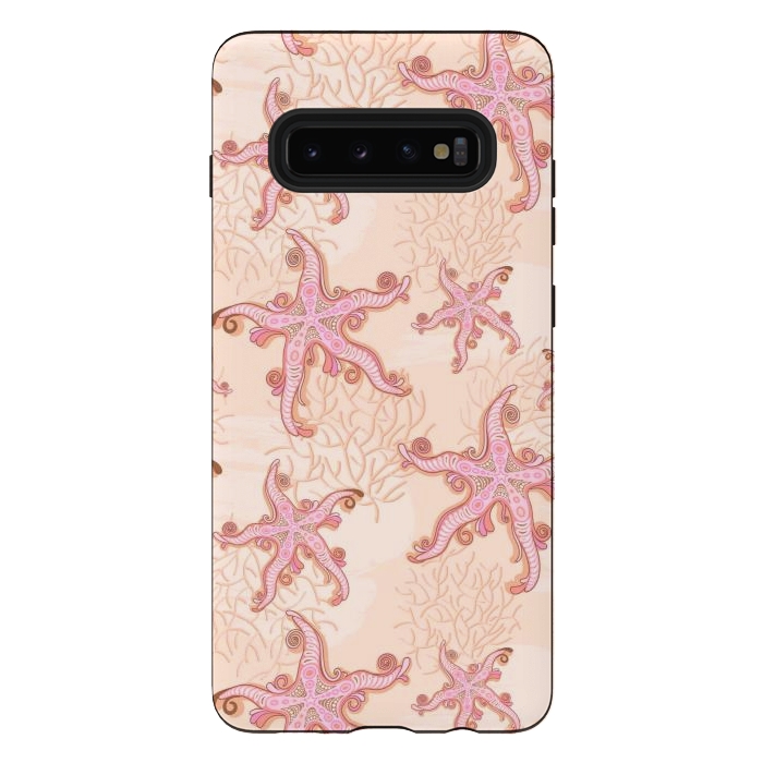 Galaxy S10 plus StrongFit Starfish and Coral Pink Pastel by BluedarkArt