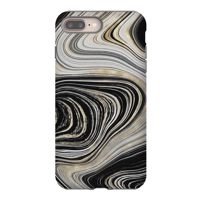 iPhone 7 plus StrongFit Black, White & Gold Agate  by CatJello