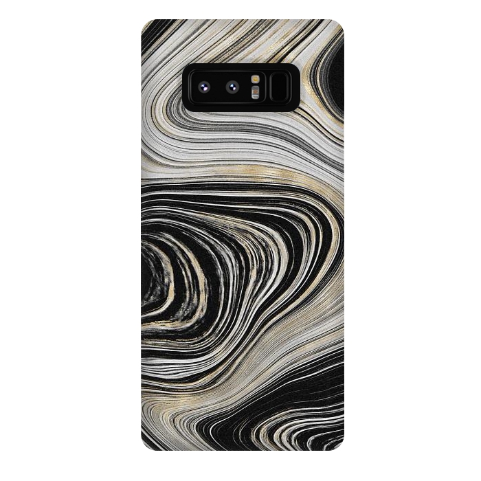 Galaxy Note 8 StrongFit Black, White & Gold Agate  by CatJello