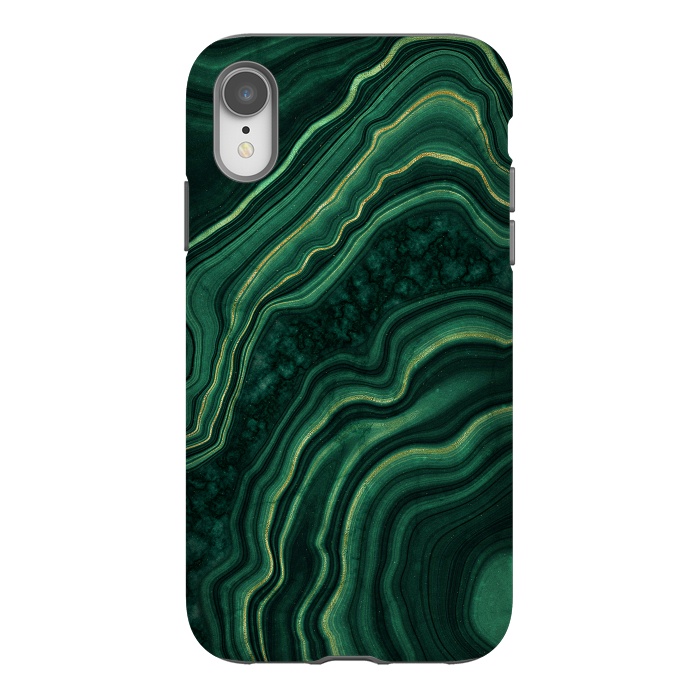 iPhone Xr StrongFit Malachite & Gold by CatJello