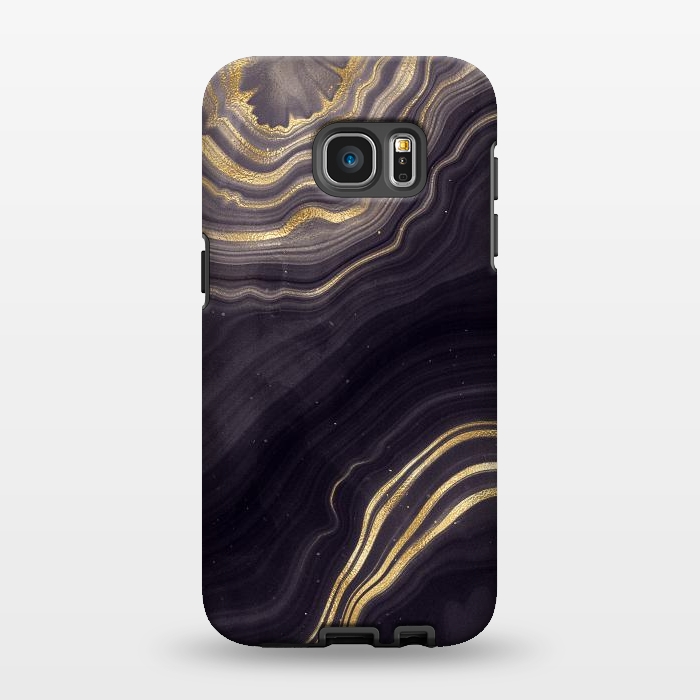 Galaxy S7 EDGE StrongFit Purple & Black Agate Stone by CatJello