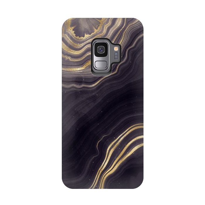 Galaxy S9 StrongFit Purple & Black Agate Stone by CatJello