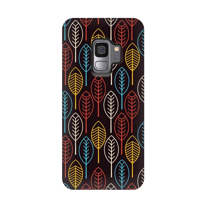 Galaxy S9 StrongFit geometric colorful leaves by TMSarts