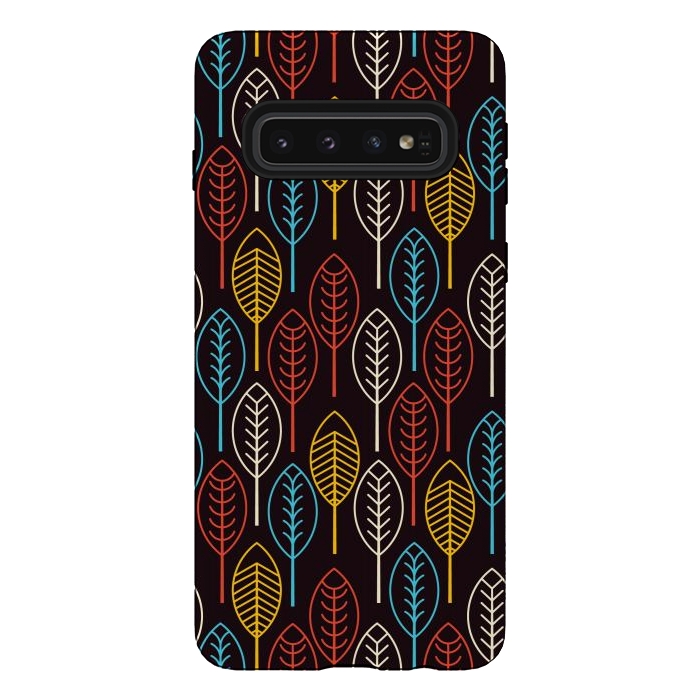 Galaxy S10 StrongFit geometric colorful leaves by TMSarts