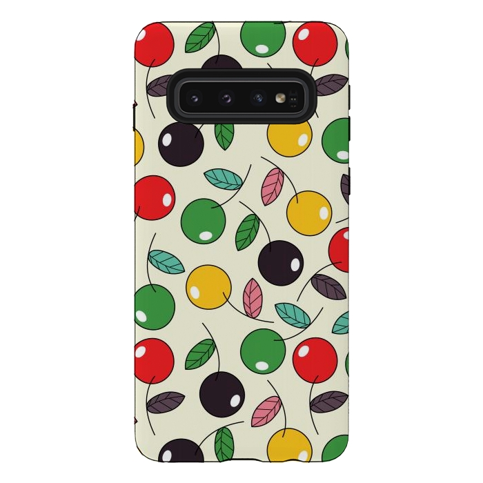 Galaxy S10 StrongFit colorful cherries by TMSarts