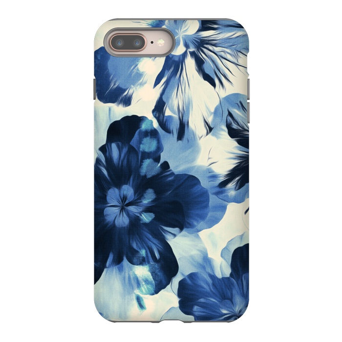 iPhone 7 plus StrongFit Shibori Inspired Indigo Floral by Micklyn Le Feuvre