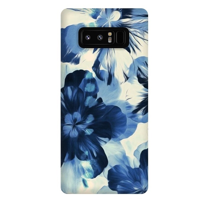 Galaxy Note 8 StrongFit Shibori Inspired Indigo Floral by Micklyn Le Feuvre