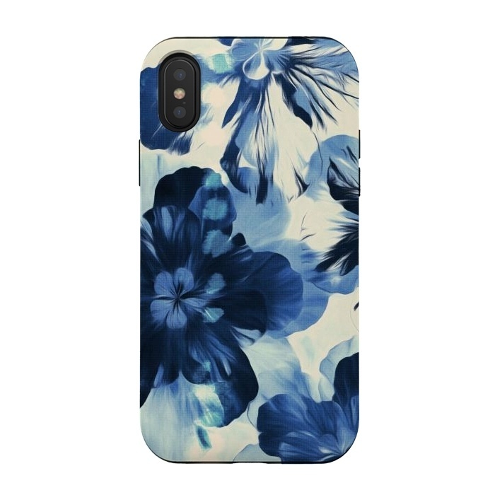 iPhone Xs / X StrongFit Shibori Inspired Indigo Floral by Micklyn Le Feuvre