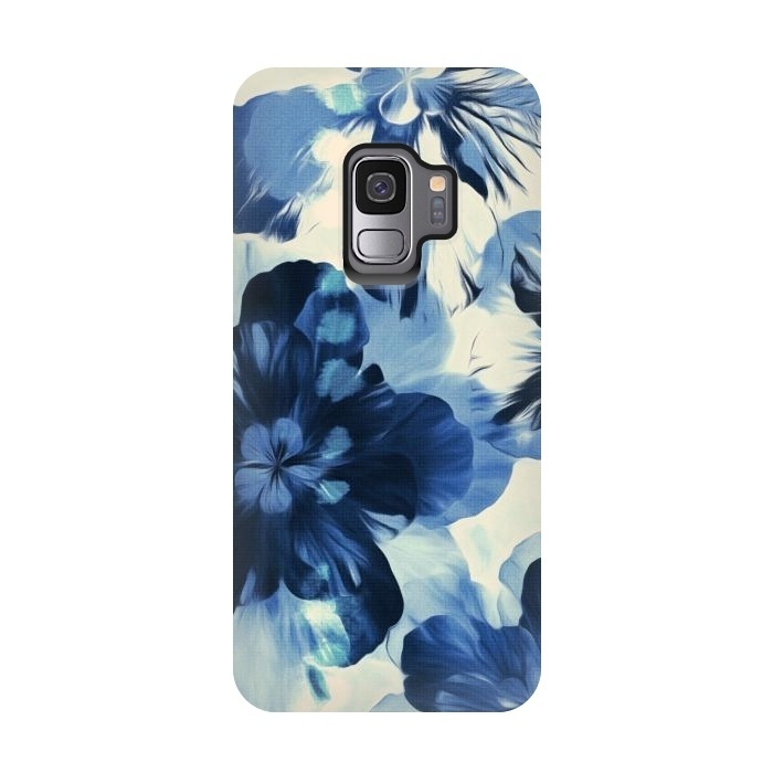 Galaxy S9 StrongFit Shibori Inspired Indigo Floral by Micklyn Le Feuvre