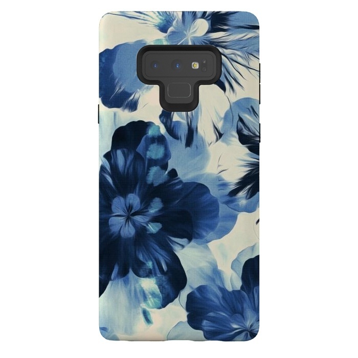 Galaxy Note 9 StrongFit Shibori Inspired Indigo Floral by Micklyn Le Feuvre