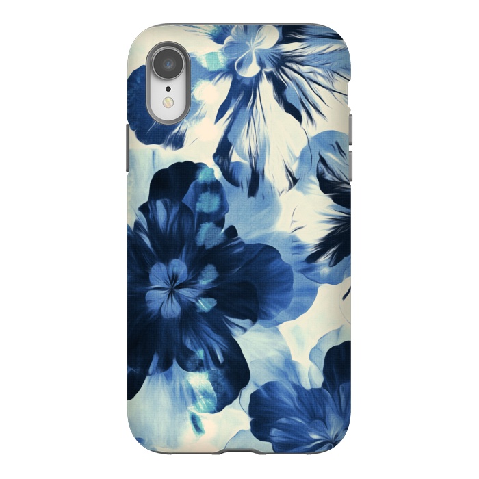 iPhone Xr StrongFit Shibori Inspired Indigo Floral by Micklyn Le Feuvre