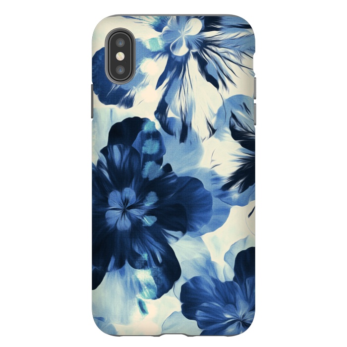 iPhone Xs Max StrongFit Shibori Inspired Indigo Floral by Micklyn Le Feuvre