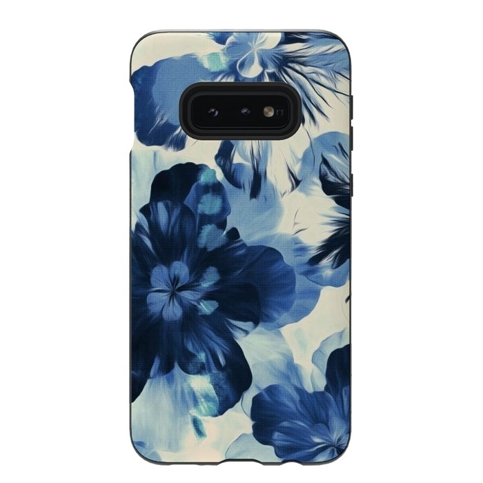 Galaxy S10e StrongFit Shibori Inspired Indigo Floral by Micklyn Le Feuvre
