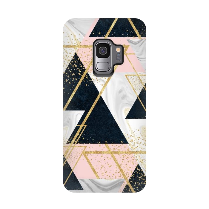 Galaxy S9 StrongFit Elegant geometric and confetti golden design by InovArts