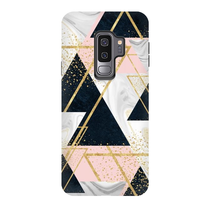 Galaxy S9 plus StrongFit Elegant geometric and confetti golden design by InovArts