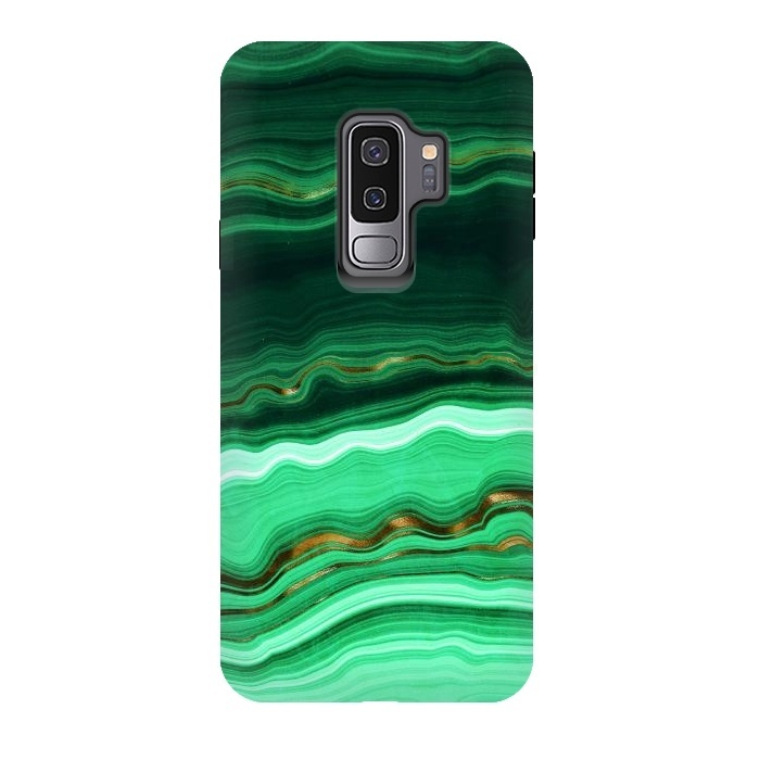 Galaxy S9 plus StrongFit Green Malachite Marble Gemstone by  Utart