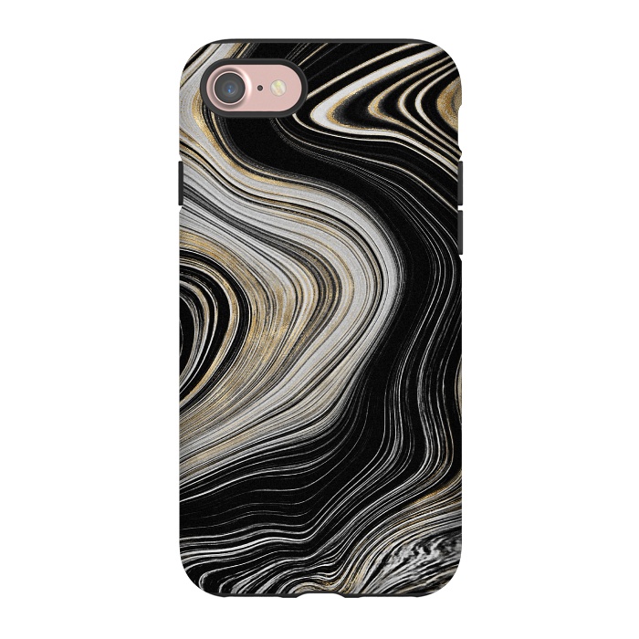 iPhone 7 StrongFit Trendy Black White and Faux Gold Agate Gem  by  Utart