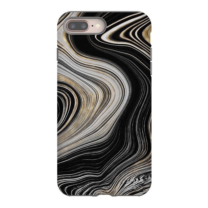iPhone 7 plus StrongFit Trendy Black White and Faux Gold Agate Gem  by  Utart