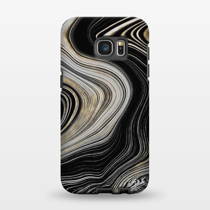 Galaxy S7 EDGE StrongFit Trendy Black White and Faux Gold Agate Gem  by  Utart