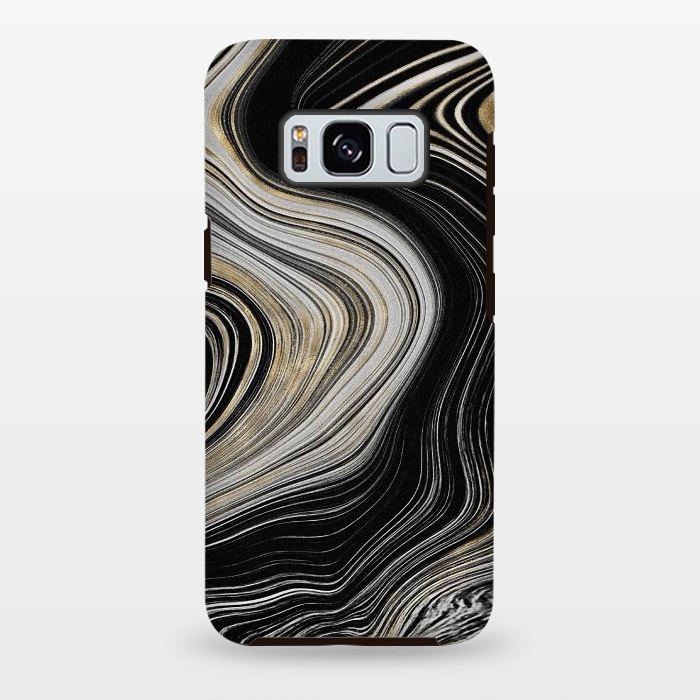 Galaxy S8 plus StrongFit Trendy Black White and Faux Gold Agate Gem  by  Utart