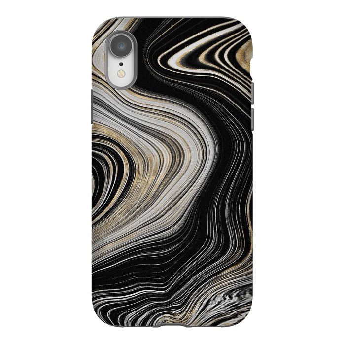 iPhone Xr StrongFit Trendy Black White and Faux Gold Agate Gem  by  Utart