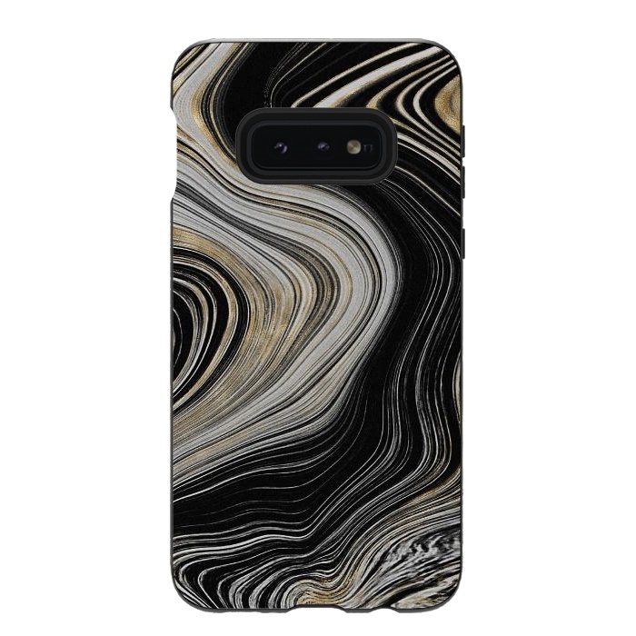 Galaxy S10e StrongFit Trendy Black White and Faux Gold Agate Gem  by  Utart