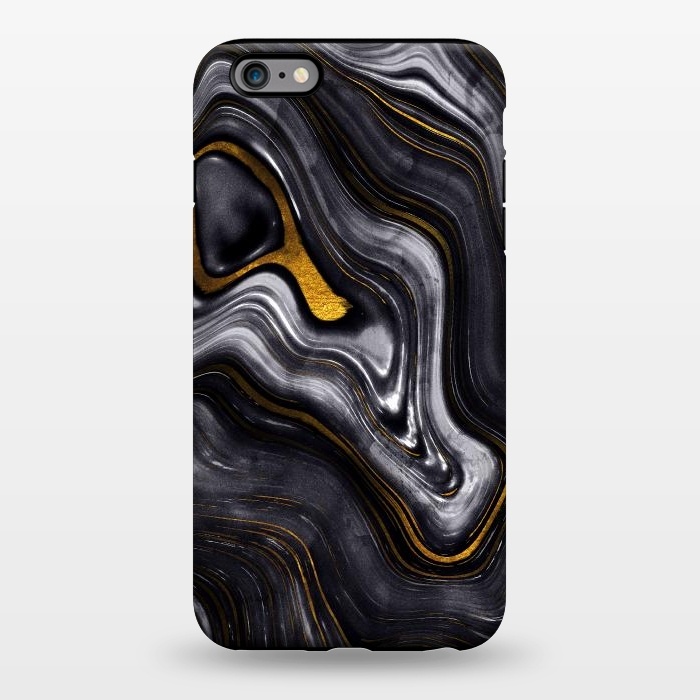 iPhone 6/6s plus StrongFit Trend Black White and Faux Gold Malachite Agate  by  Utart
