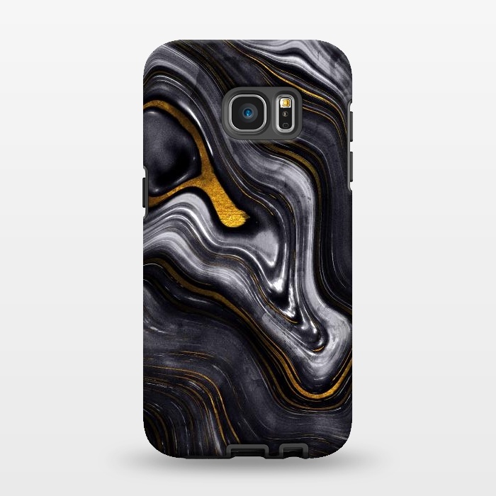 Galaxy S7 EDGE StrongFit Trend Black White and Faux Gold Malachite Agate  by  Utart