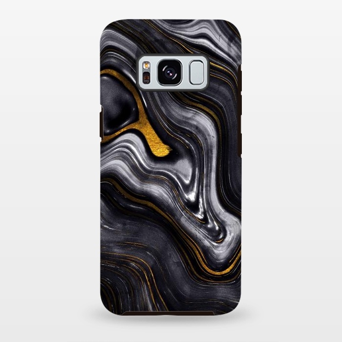 Galaxy S8 plus StrongFit Trend Black White and Faux Gold Malachite Agate  by  Utart