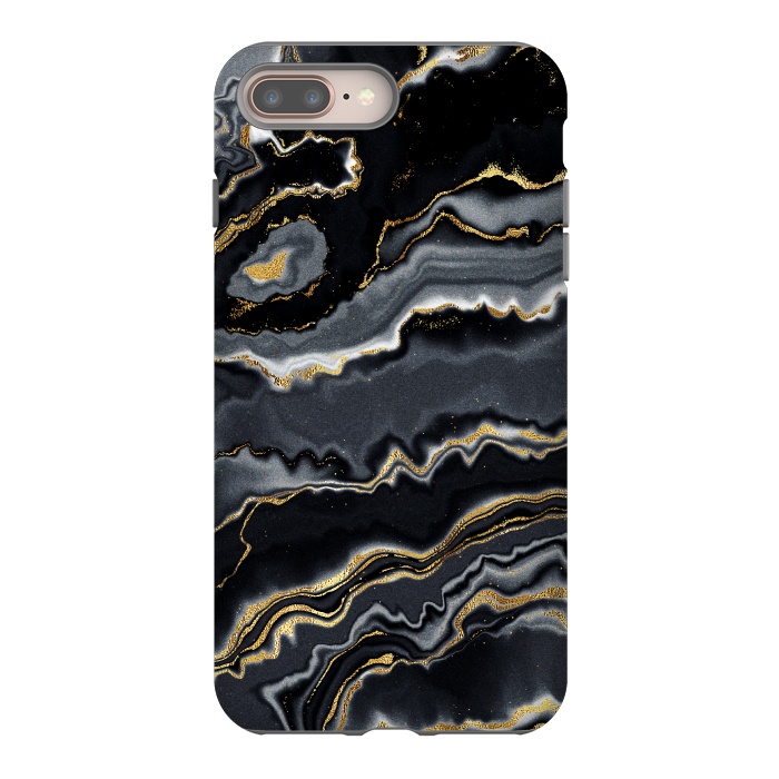 iPhone 7 plus StrongFit Faux Gold Black Gray Trendy Agate by  Utart