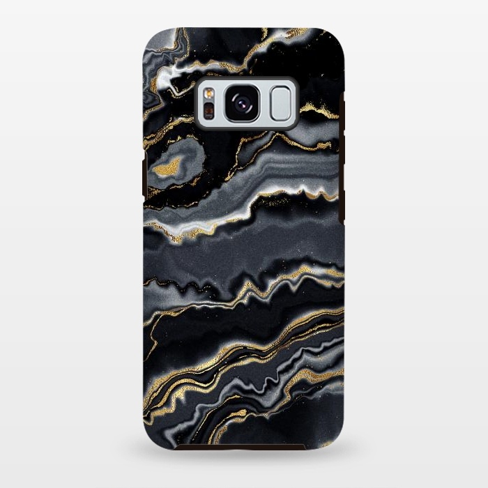 Galaxy S8 plus StrongFit Faux Gold Black Gray Trendy Agate by  Utart
