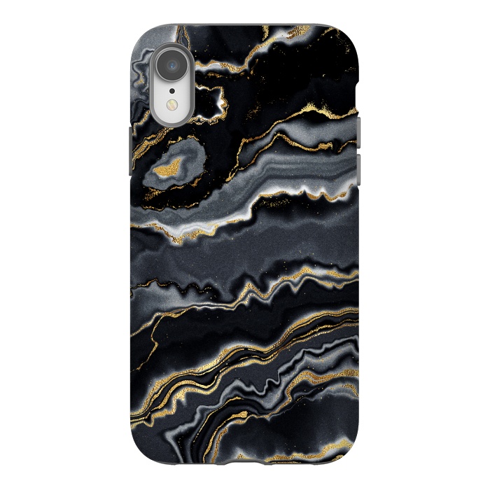 iPhone Xr StrongFit Faux Gold Black Gray Trendy Agate by  Utart