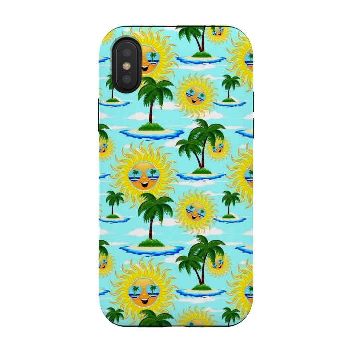 iPhone Xs / X StrongFit Happy Summer Sun on Tropical Island by BluedarkArt