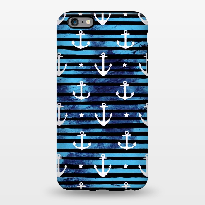 iPhone 6/6s plus StrongFit Nautical anchors and stripes pattern by Oana 