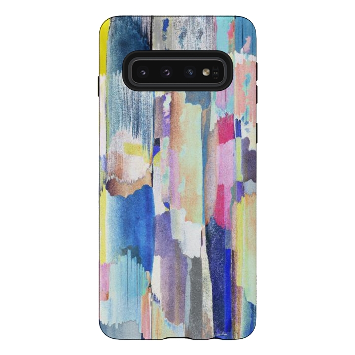 Galaxy S10 StrongFit Colorful paint brushstrokes by Oana 