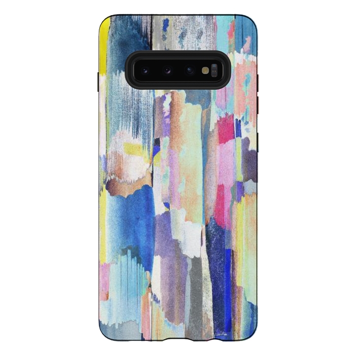 Galaxy S10 plus StrongFit Colorful paint brushstrokes by Oana 