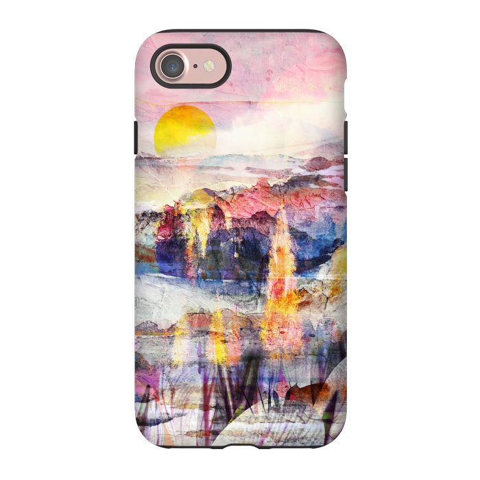 iPhone 7 StrongFit Pink painted forest and mountain landscape by Oana 