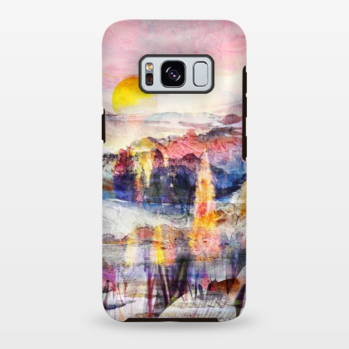Galaxy S8 plus StrongFit Pink painted forest and mountain landscape by Oana 