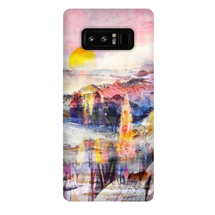 Galaxy Note 8 StrongFit Pink painted forest and mountain landscape by Oana 