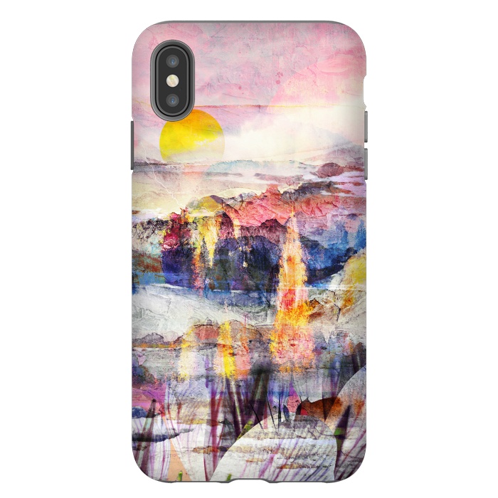 iPhone Xs Max StrongFit Pink painted forest and mountain landscape by Oana 