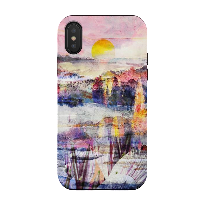 iPhone Xs / X StrongFit Colorful painted sunset landscape by Oana 