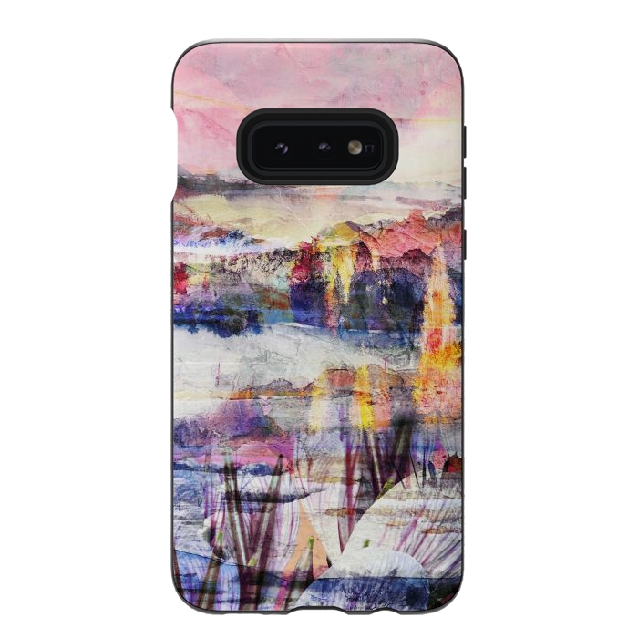Galaxy S10e StrongFit Colorful painted sunset landscape by Oana 