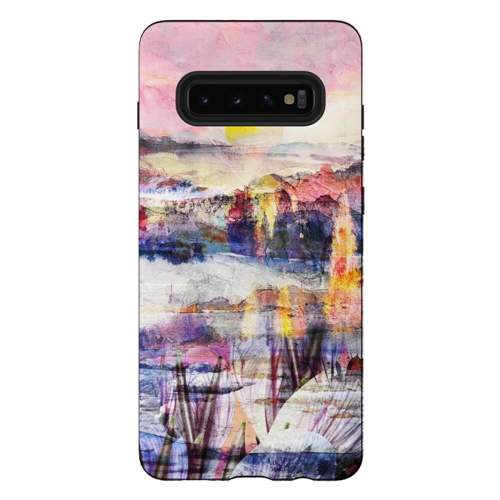 Galaxy S10 plus StrongFit Colorful painted sunset landscape by Oana 