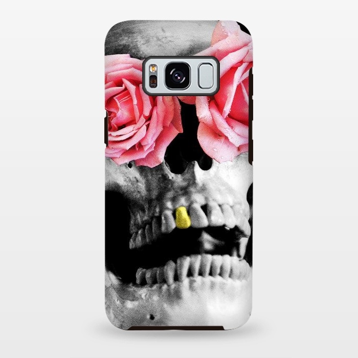 Galaxy S8 plus StrongFit Skull Roses by Mitxel Gonzalez