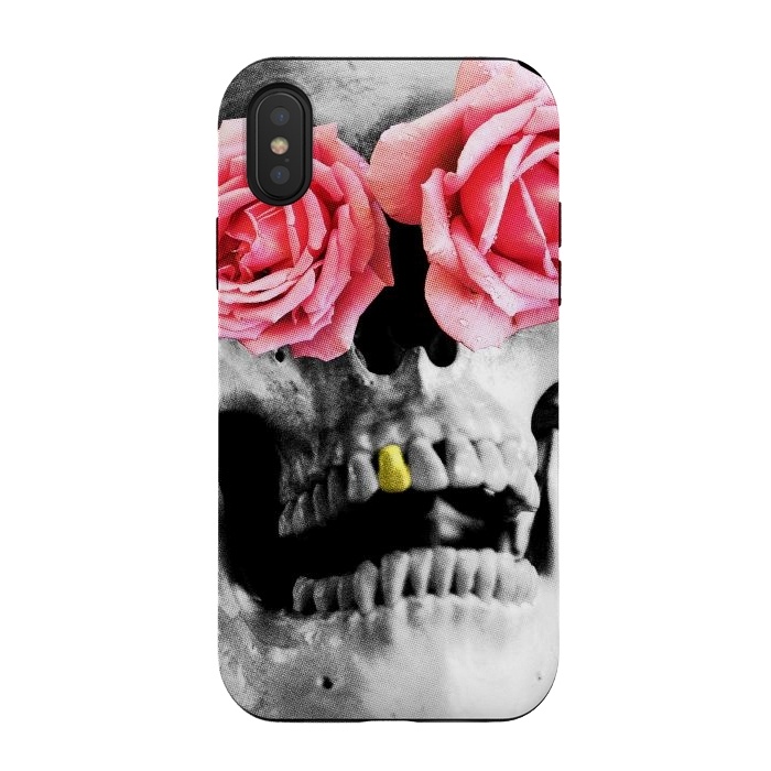 iPhone Xs / X StrongFit Skull Roses by Mitxel Gonzalez