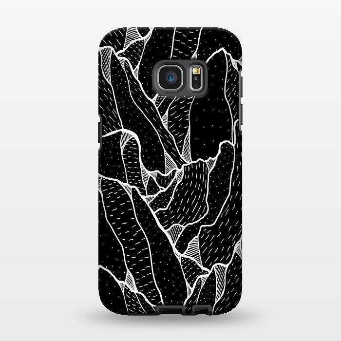 Galaxy S7 EDGE StrongFit Black and white pattern hills by Steve Wade (Swade)