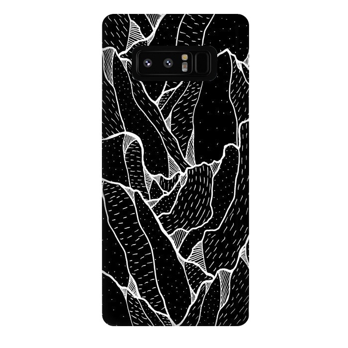 Galaxy Note 8 StrongFit Black and white pattern hills by Steve Wade (Swade)