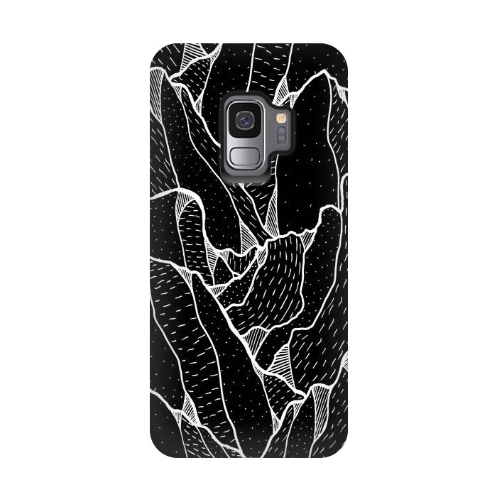Galaxy S9 StrongFit Black and white pattern hills by Steve Wade (Swade)